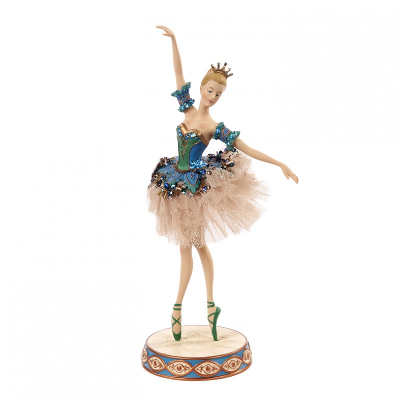 Statueta balerina costum paun din tiul cu paiete Balerina