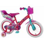 Bicicleta pentru fete 14 inch cu scaun pentru papusi roti ajutatoare si cosulet Trolls