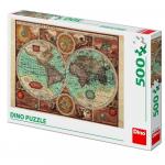 Puzzle Harta lumii din 1626 (500 piese)