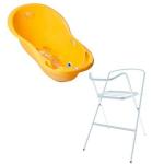 Set Cadita Folk 102cm cu senzor de temperatura + Suport metalic Galben