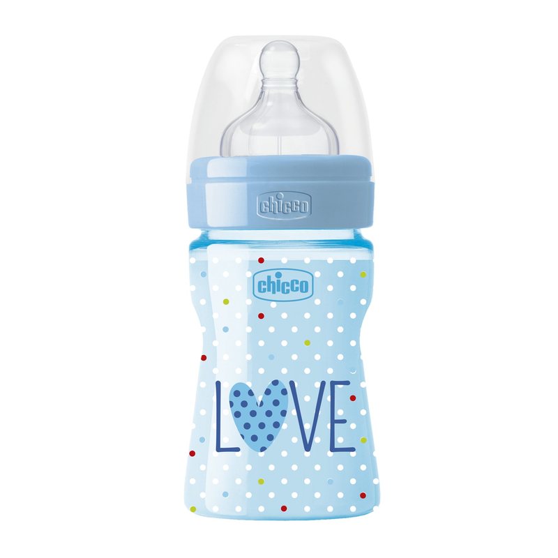 Biberon Chicco WellBeing Love Edition PP 150ml tetina silicon flux lent Boy 0BPA 0luni+ 0%BPA imagine noua responsabilitatesociala.ro