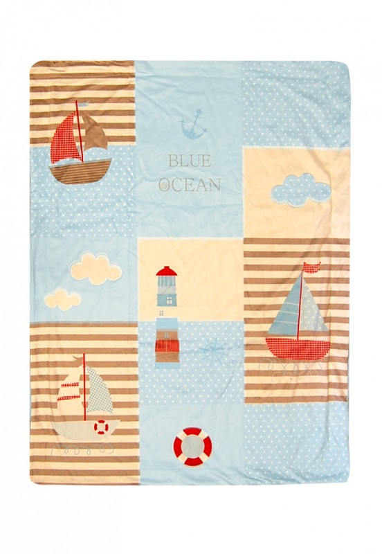 Patura de catifea cu strat dublu blue ocean 75x100 cm