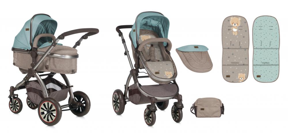 Carucior Sistem 2in1 Aurora Beige Green Bear