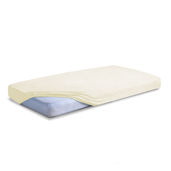 Cearceaf classic din frotir cu elastic 120x60 cm ecru 02