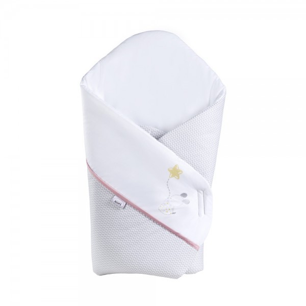 Patura de infasat bebelusi wrap choo-choo pinkgrey k087