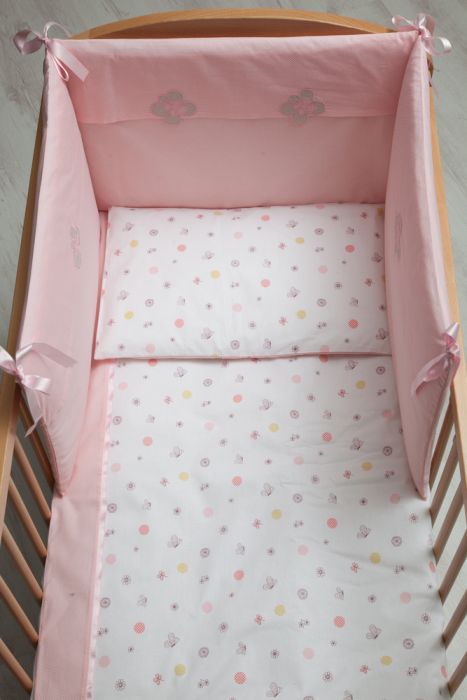 Lenjerie patut bebe 6 piese hana roz