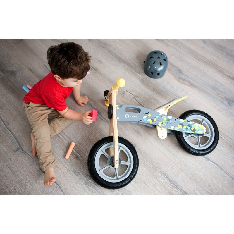 Bicicleta din lemn fara pedale casper grey
