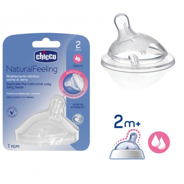 Tetina Chicco Natural Feeling silicon flux mediu 2luni+ - 2 | YEO