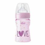 Biberon Chicco WellBeing Love Edition PP 150ml tetina silicon flux lent Girl 0%BPA 0luni+