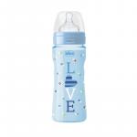 Biberon Chicco WellBeing Love Edition PP 330ml tetina silicon flux rapid Boy 0%BPA 4luni+