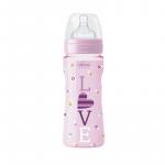 Biberon Chicco WellBeing Love Edition PP 330ml tetina silicon flux rapid Girl 0%BPA 4luni+