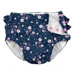 Scutec pentru inot si antrenament la olita Ultimate iPlay Navy Posies cu volanase 18 luni