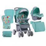 Set Carucior 2 in 1 Foxy cos auto inclus Green Happy Animals
