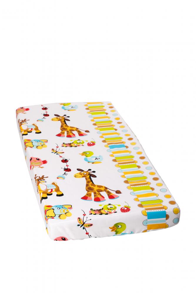 Cearceaf din bumbac cu elastic orange giraffe 120x60 cm