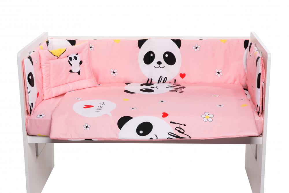 Lenjerie patut cu 5 piese pink panda
