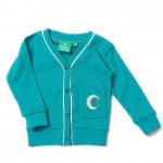 Cardigan din bumbac organic Little Green Radicals Peacock Blue Pointelle 4-5 ani