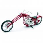 Motocicleta diecast tip Chopper rosu
