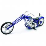 Motocicleta diecast tip Chopper albastru