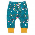Pantaloni salvari din bumbac organic Little Green Radicals Forest Footprints 9-12 luni