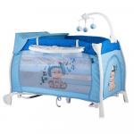 Patut pliabil cu 2 nivele si sistem de leganare I Lounge Rocker Blue Music Boy