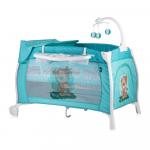 Patut pliabil cu 2 nivele si sistem de leganare I Lounge Rocker Green Cute Bear