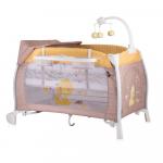 Patut pliabil cu 2 nivele si sistem de leganare I Lounge Rocker Beige & Yellow My Baby