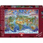 Puzzle 2000 piese World Wonders Illustrated Map