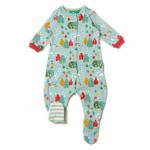 Salopeta cu botosei din bumbac organic Little Green Radicals Falling Leaves 0-3 luni