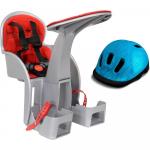 Scaun de bicicleta SafeFront Clasic 2018 si Casca protectie Flames Albastru WeeRide WR09A