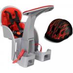 Scaun de bicicleta SafeFront Clasic 2018 si Casca protectie Flames Negru WeeRide WR09N