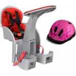 Scaun de bicicleta SafeFront Clasic 2018 si Casca protectie Flames Roz WeeRide WR09R