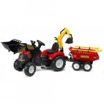 Tractor Powerloader Rosu cu Cupa Functionala Excavator Remorca Grebla si Lopata