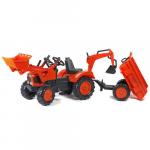 Tractor cu pedale Kubota cu cupa, remorca, excavator si scaun rotativ
