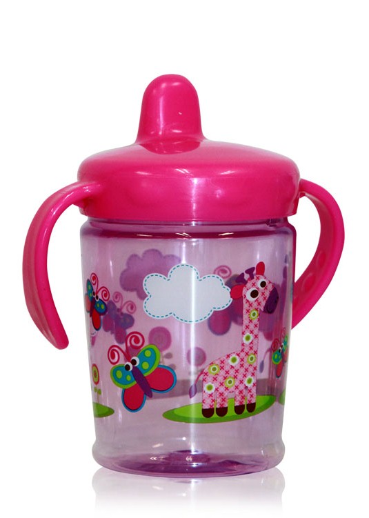 Cana cu manere si cioc ergonomic zoo pink