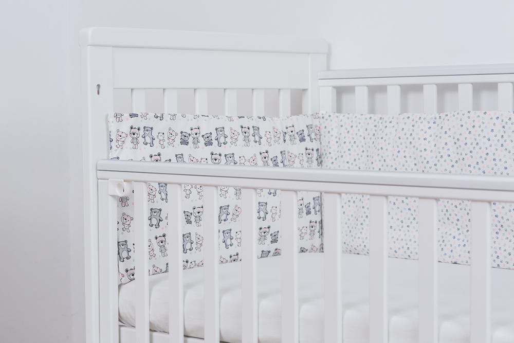 Lenjerie patut bebe pentru fetite 4 piese ursuleti 120 x 60 cm