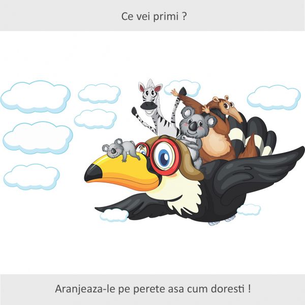 Sticker decorativ hai sa calatorim 120 x 97 cm
