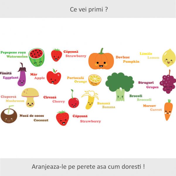 Sticker decorativ Legume si Fructe 118 x 79 cm