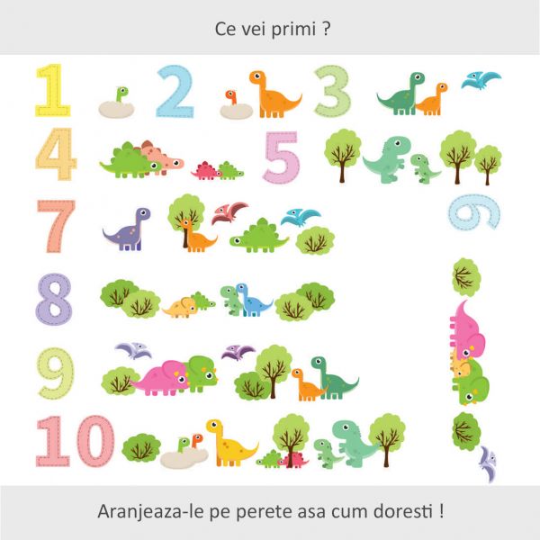 Sticker decorativ Lumea Dinozaurilor 86 x 154 cm