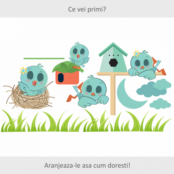 Sticker decorativ Vrabiute somnoroase 120 x 63 cm
