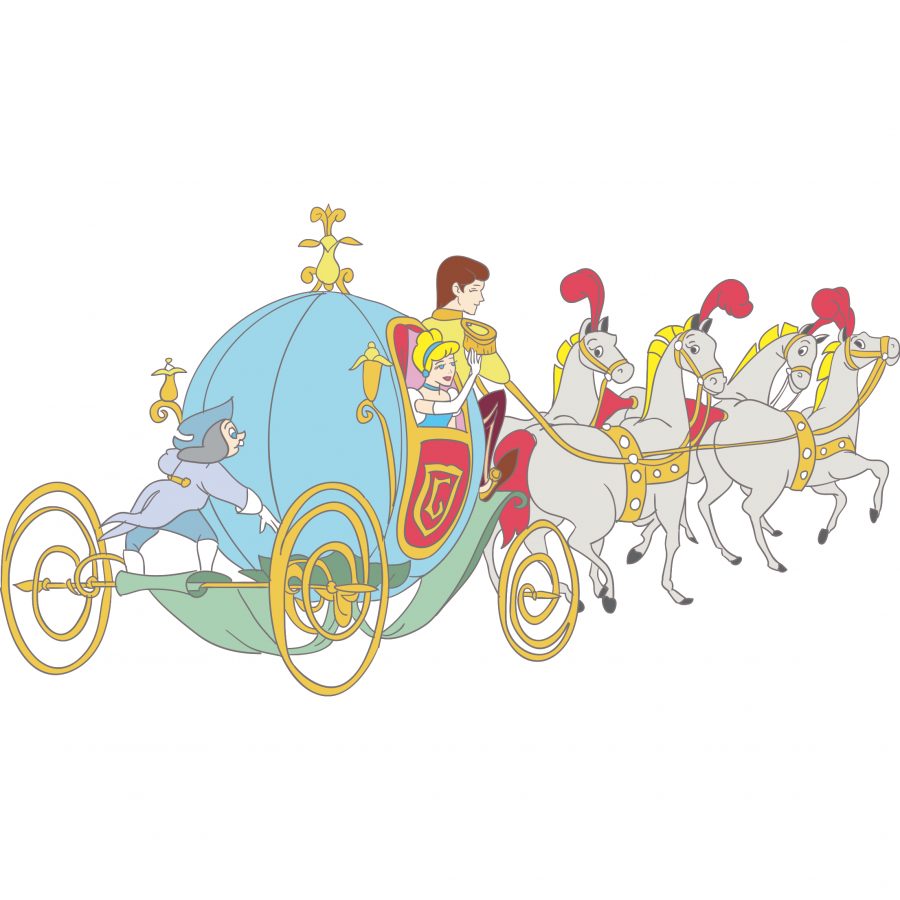 Sticker perete copii cenusareasa in caleasca 110 x 60 cm