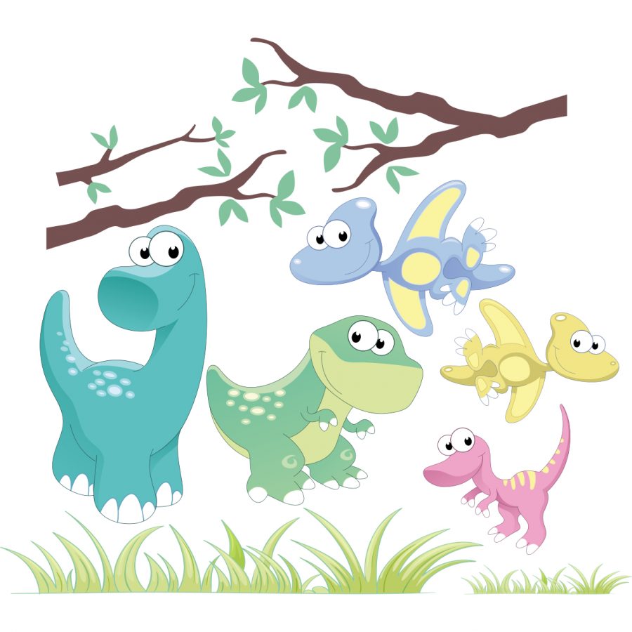 Sticker perete copii dinozauri 80 x 71 cm