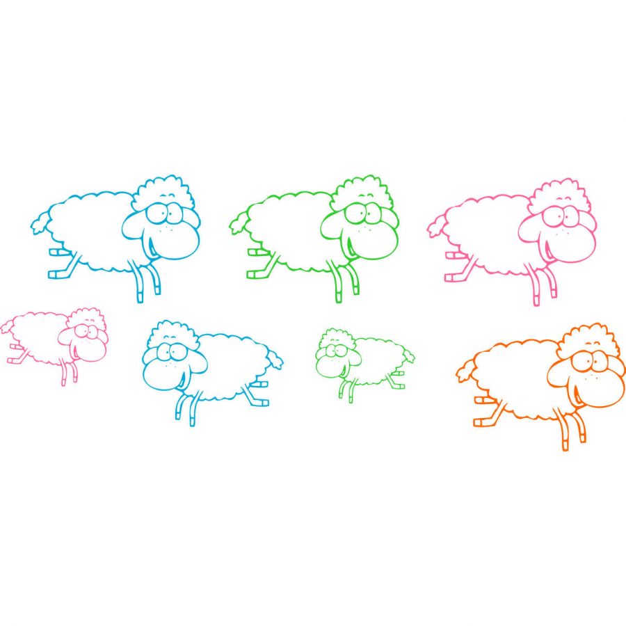 Sticker perete copii oite colorate 130 x 110 cm