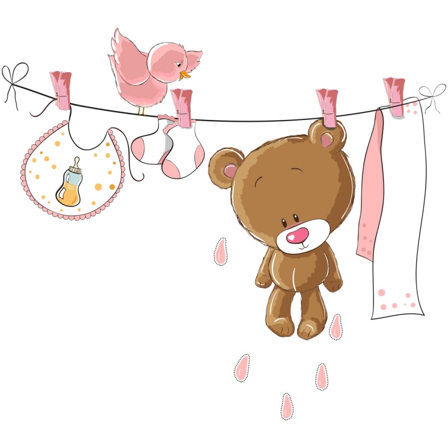 Sticker perete copii pink teddy 142 x 100 cm