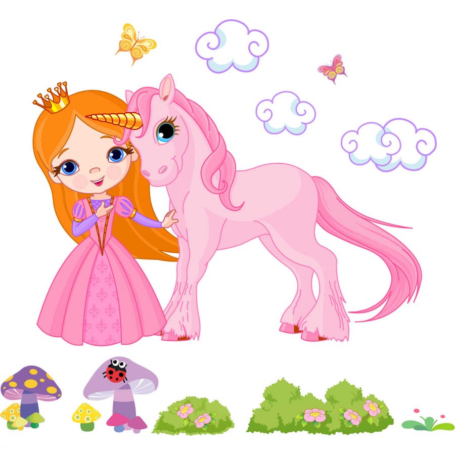 Sticker perete copii printesa roz 147 x 140 cm