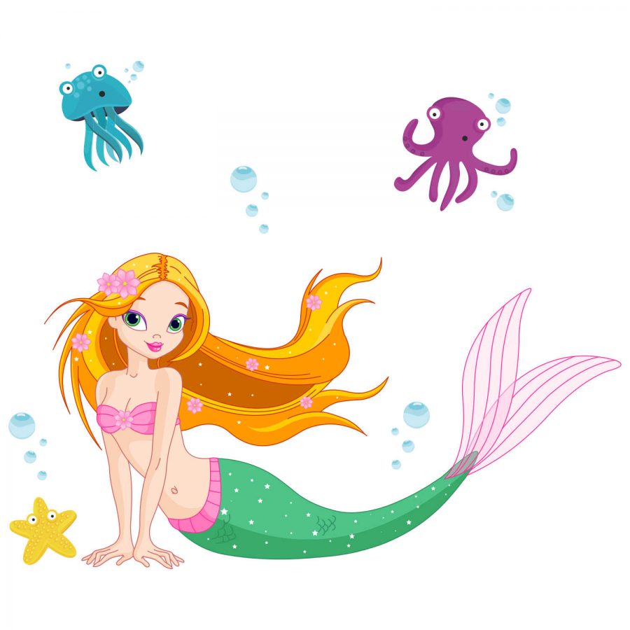 Sticker perete copii sirena 80 x 43 cm