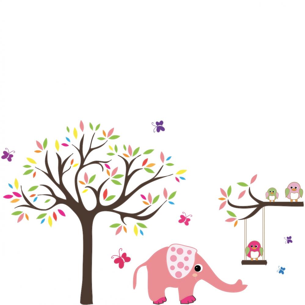Sticker perete copii animalute si copacel 111 x 130 cm