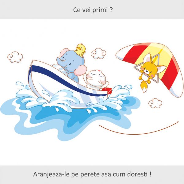 Sticker perete copii aventura pe apa 120 x 64 cm