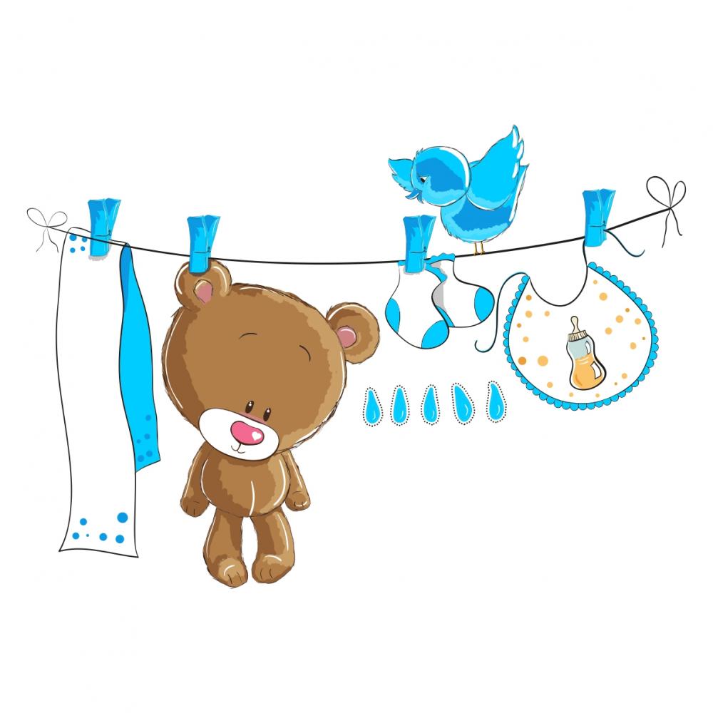 Sticker perete copii blue teddy 142 x 100 cm