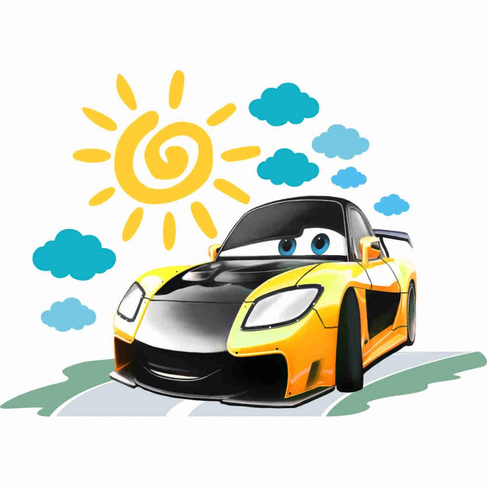 Stickere perete copii Cars galben 127 x 90 cm