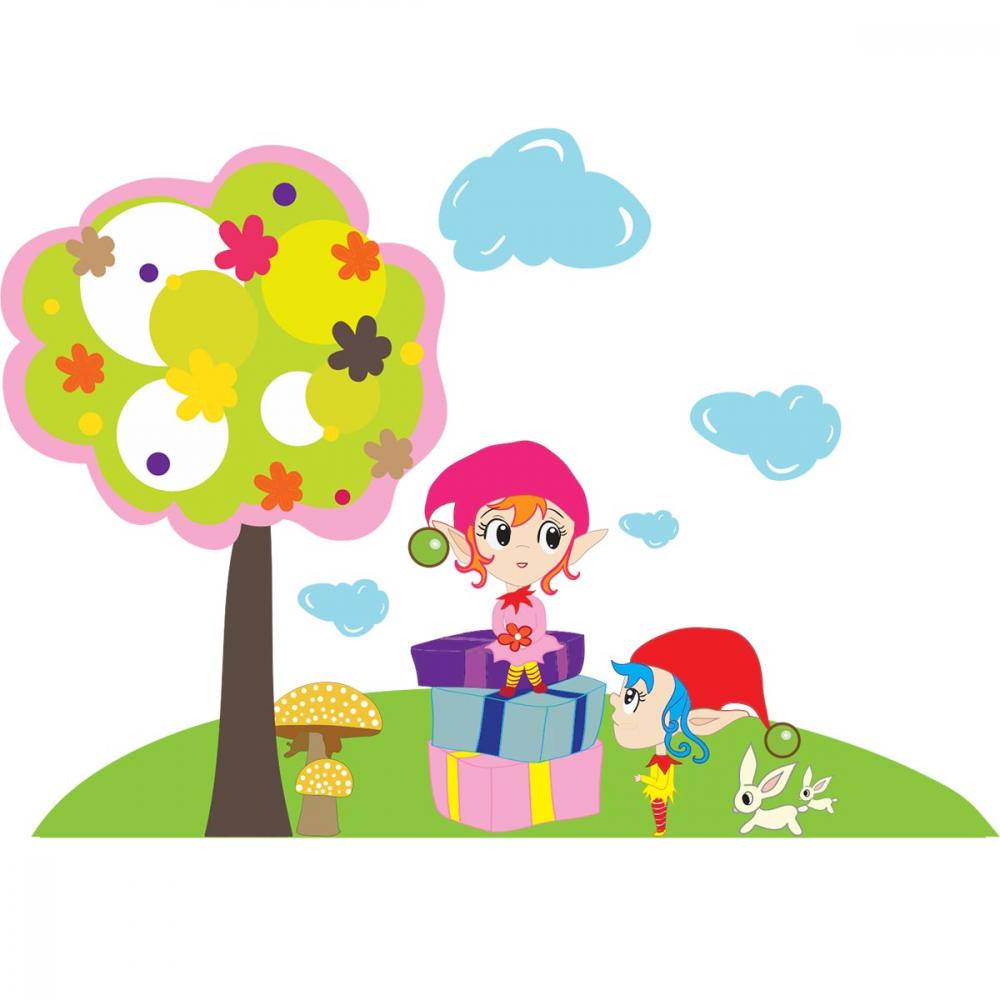 Sticker perete copii copacel animat 130 x 112 cm